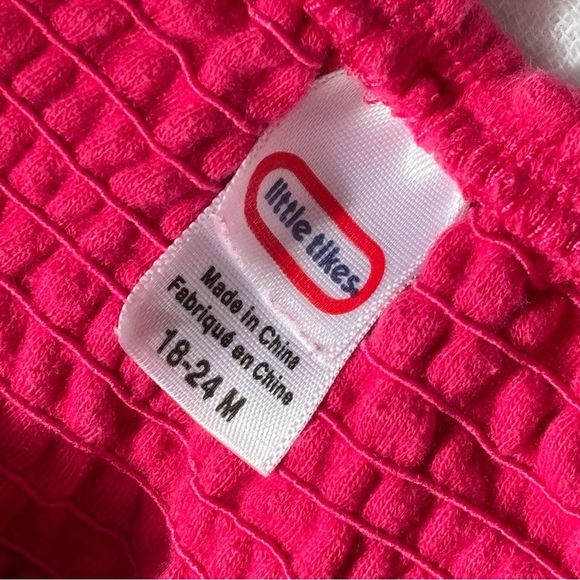 ⭒ 18-24M Little Tikes Pink Embroidered Flower Romper Ruffles Patches Buttons ⭒ - Picture 13 of 14